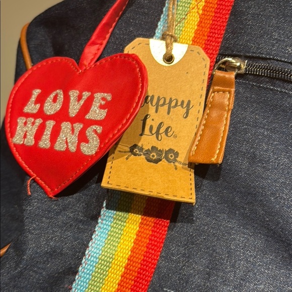 Rainbow pride theme Strap Denim Travel Bag tote - Picture 4 of 13